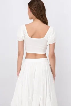 Top Lace Up Plisado