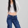 Top manga larga escote cuadrado con broches