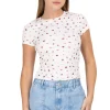 Top manga larga flock mesh corazones