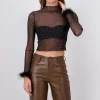Top Mesh Brillos Plumas