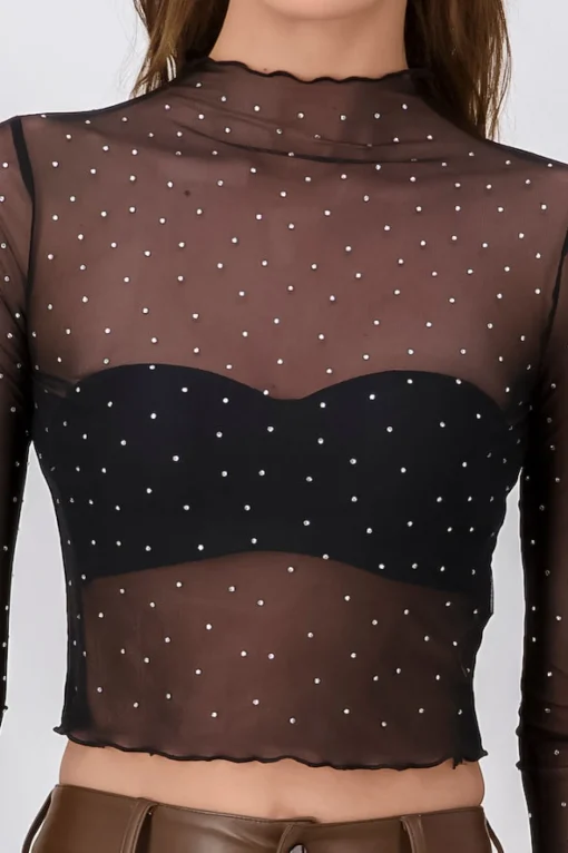 Top Mesh Brillos Plumas