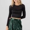 TOP MESH LISO CON MANGA LARGA DRAPEDADO