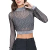 Top mesh líneas brillos