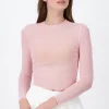 Top Mesh Manga Larga Brillos
