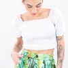 Top plisado elástico eyelet