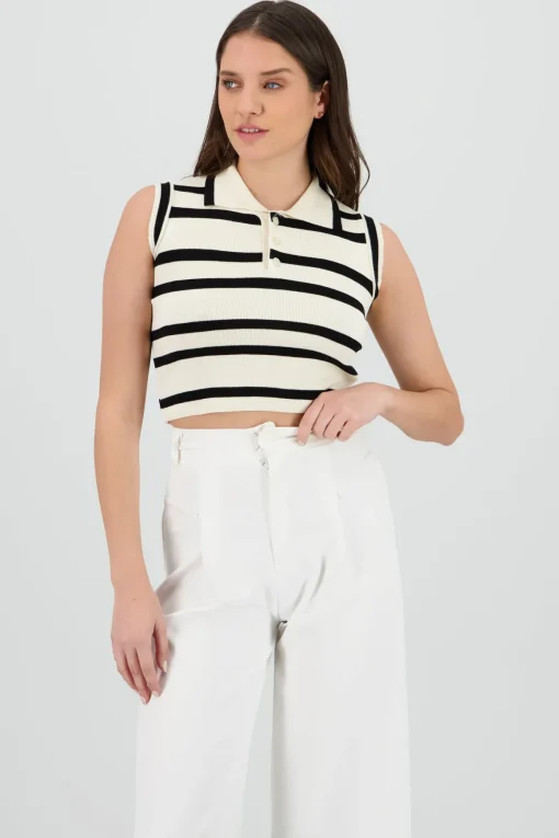 Top polo rayas tejido ligero