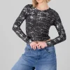 Top rib manga larga detalle foil