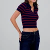Top seamless rayas cuello polo