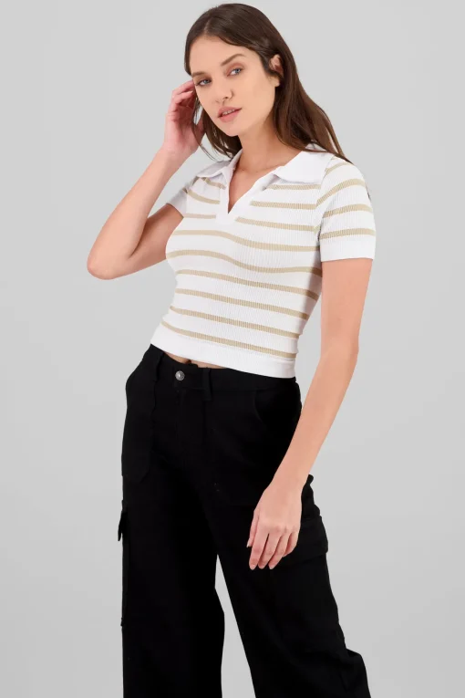 Top seamless rayas cuello polo