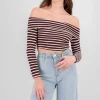 Top sin hombros rayas textura