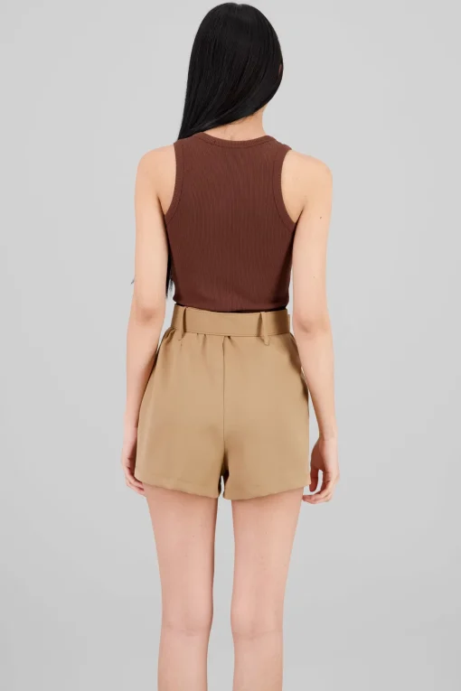 Top sin manga cuello redondo rib