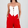 Top strapless detalle moños