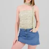 Top strapless drapeado mesh detalle bufanda