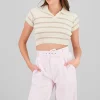 Top tejido cuello polo rayas