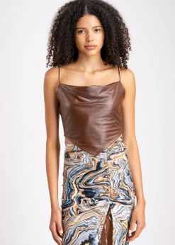 Top Tirantes Pañuelo Efecto Piel Cuello Drapeado