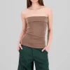 Top tubo strapless detalle dobles