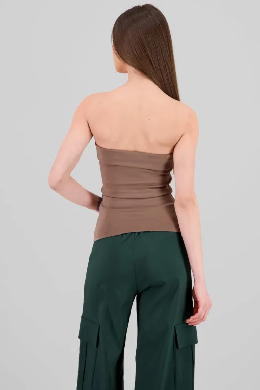 Top tubo strapless detalle dobles