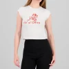T-shirt con estampado out of office gatito