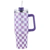 Vaso Térmico Asa Estampado Cuadros