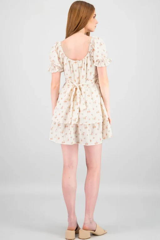 Vestido manga abullonada doble olan flores