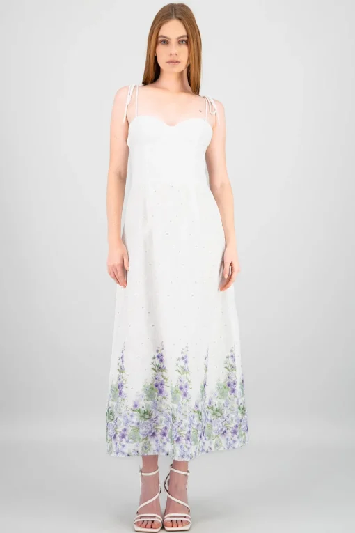 Vestido maxi eyelet estampado Hypsters