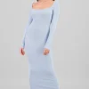 Vestido maxi manga larga liso