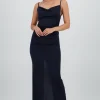 Vestido maxi mesh drapeado tirantes