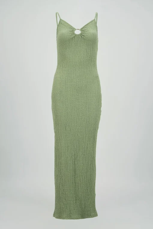 Vestido maxi texturas tirantes aro