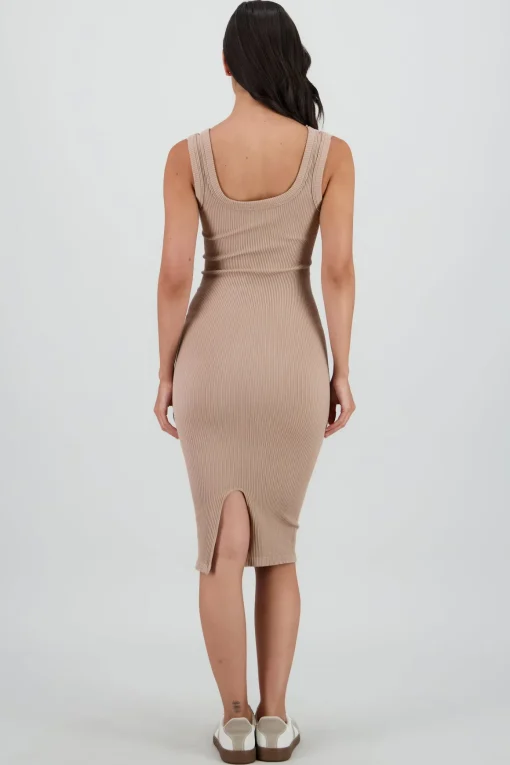 vestido midi detalle seamless liso