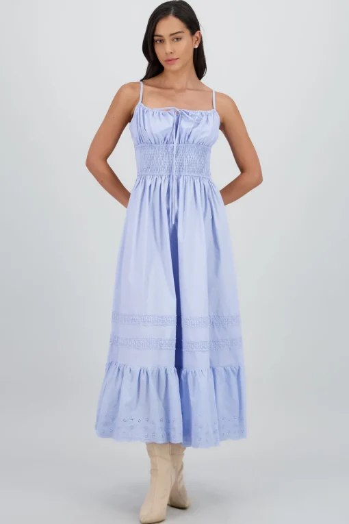 Vestido midi detalle smock tirantes