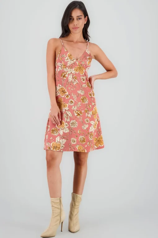 Vestido midi escote v tirantes efecto satin