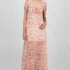 Vestido midi flores lineas lurex