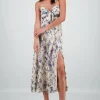 Vestido midi satin estampado