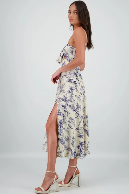Vestido midi satin estampado