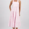 Vestido midi tirantes gruesos olanes