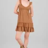 Vestido mini detalle smock tirantes con olan