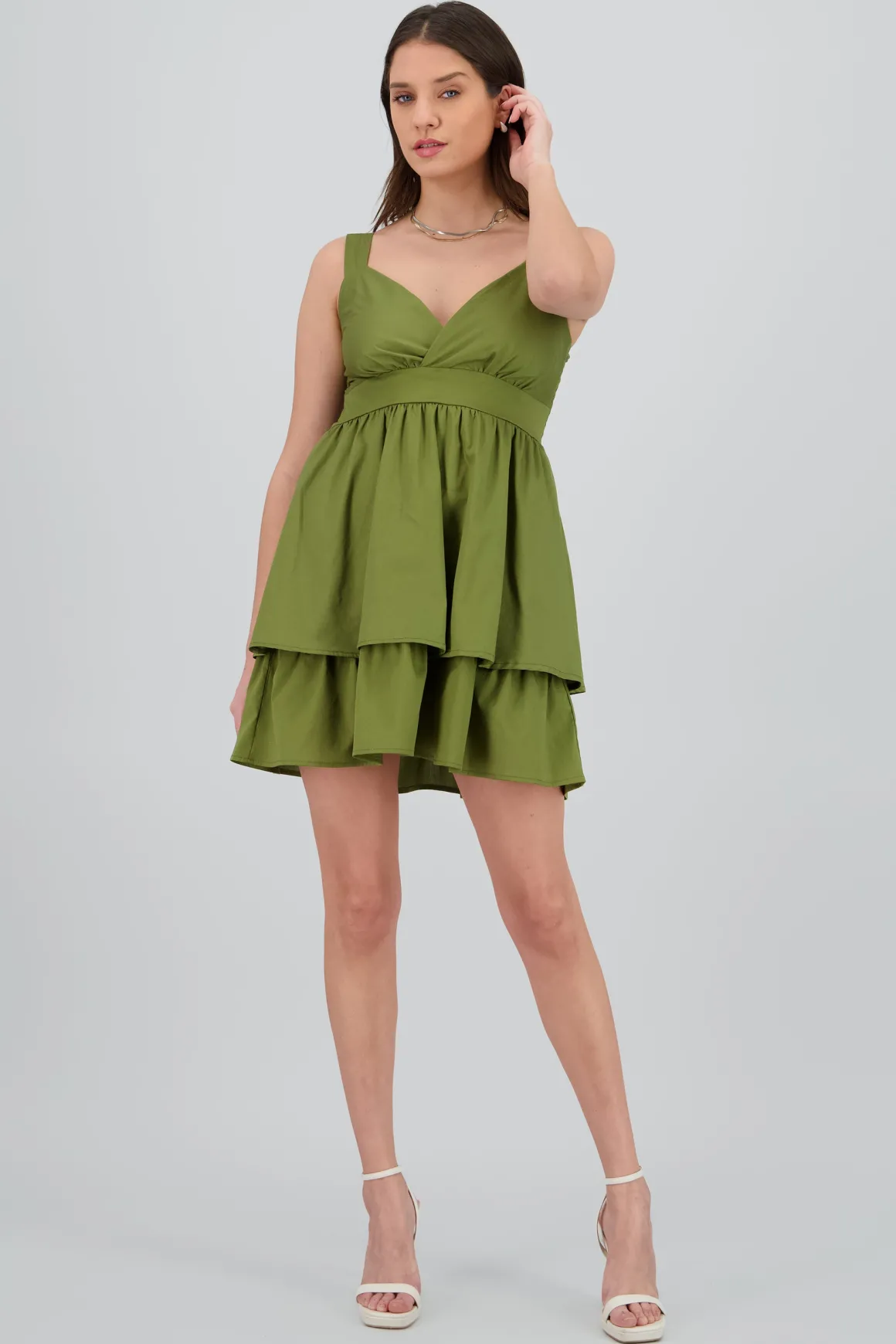 Vestido mini escote cruzado tirantes