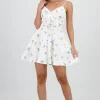 Vestido mini estampado flores y polka