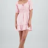 Vestido mini manga abullonada mini flores