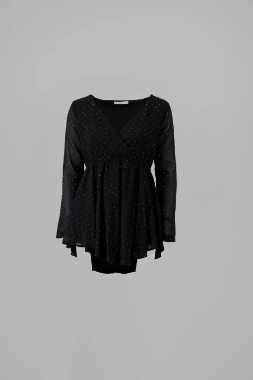 Vestido mini manga larga brillos