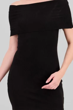 Vestido mini rib off shoulder