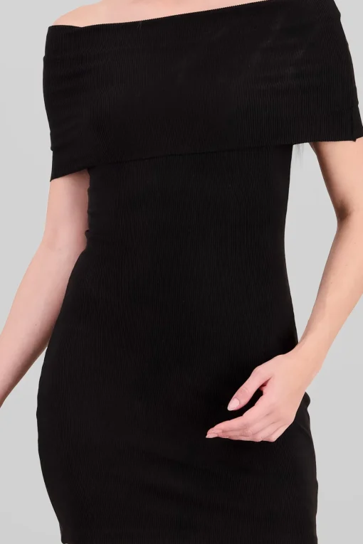Vestido mini rib off shoulder