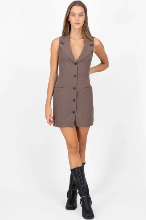 Vestido Mini Solapa Botones