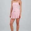 Vestido mini tableado con cinturon