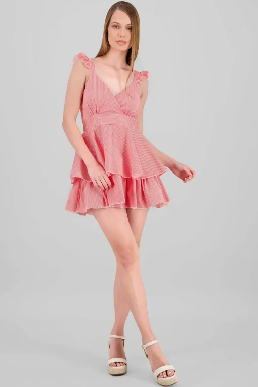 Vestido rayas tirantes detalle olanes