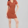 Vestido rib mini cuello polo