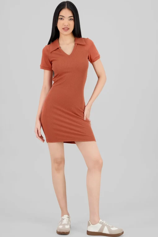 Vestido rib mini cuello polo