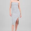 Vestido strapless estampado rayas