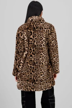 Abrigo largo peluche animal print