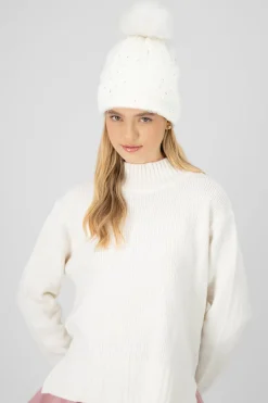 Beanie tejido punto perlas estrellas